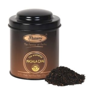 Masala Chai Flavoured Whole Leaf Tea in Round Metal Caddy