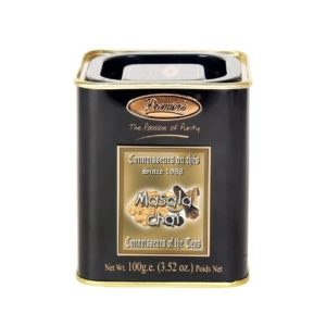 Masala Chai Flavoured Whole Leaf Tea in Square Metal Caddy
