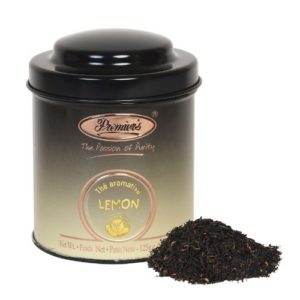 Lemon Flavoured Whole Leaf Tea in Round Metal Caddy