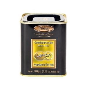 Lemon Flavoured Whole Leaf Tea in Square Metal Caddy