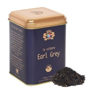 Earl Grey Flavoured Whole Leaf Tea in Square Metal Caddy