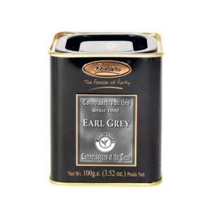 Earl Grey Flavoured Whole Leaf Tea in Square Metal Caddy